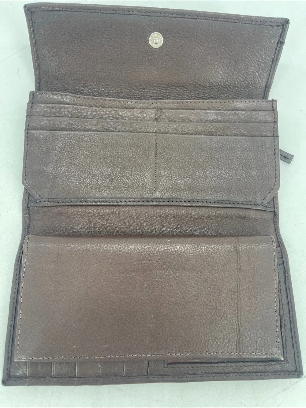 Paul & Taylor Brown Vintage Leather Wallet with Checkbook Cover